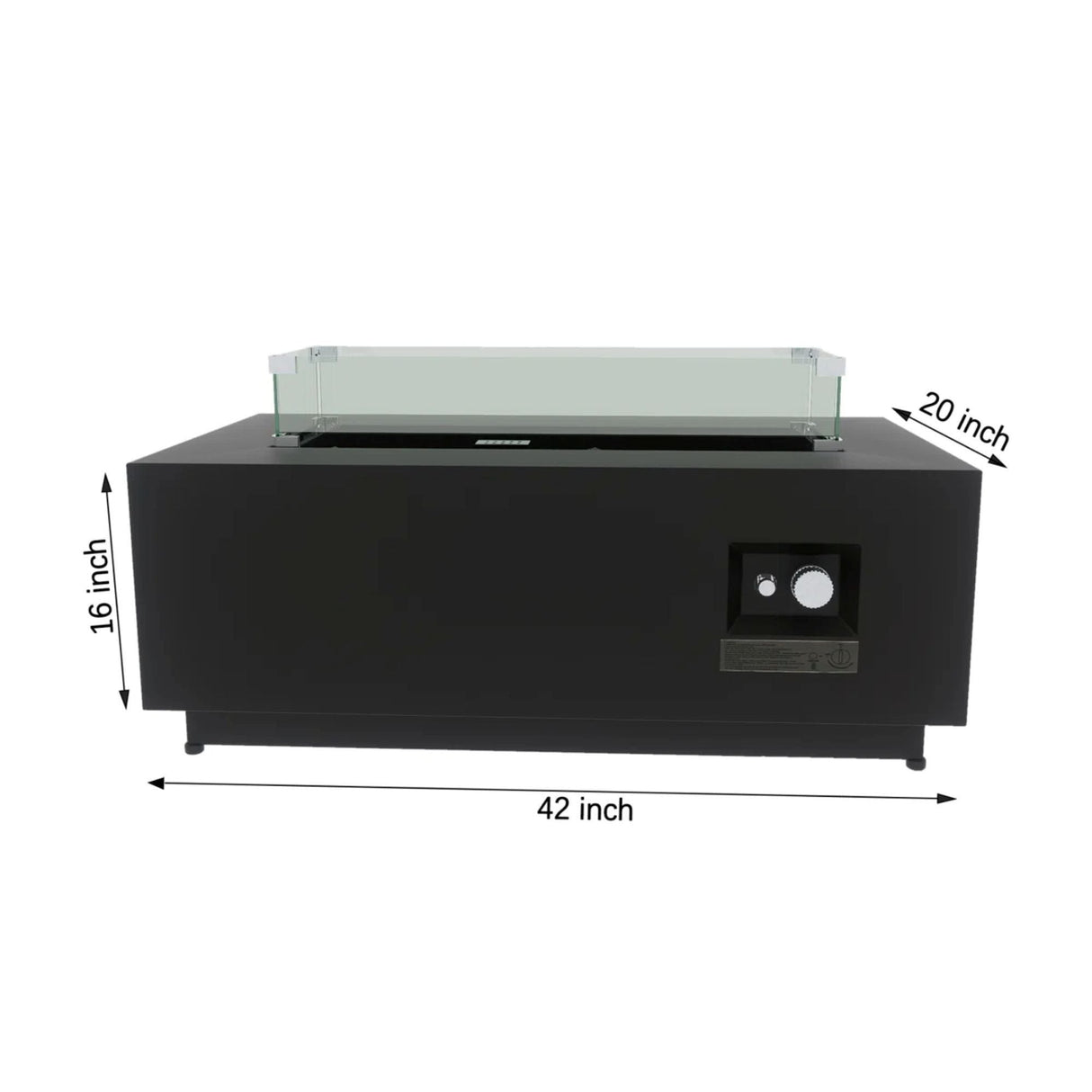 Modern Steel Outdoor Fire Pit Table with Lid, Black, 16 H x 42 W