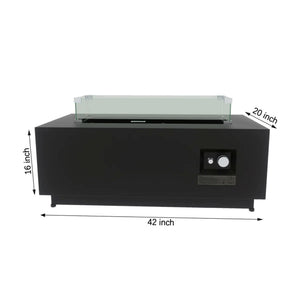 Modern Steel Outdoor Fire Pit Table with Lid, Black, 16 H x 42 W