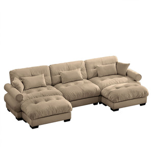Oversized Modular Sectional Sofa with Movable Ottoman - Fabric, Multiple Colors