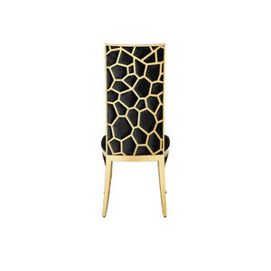 Dining Chair (Set of 2) With Unique Backrest Stainless Steel Legs - Gold