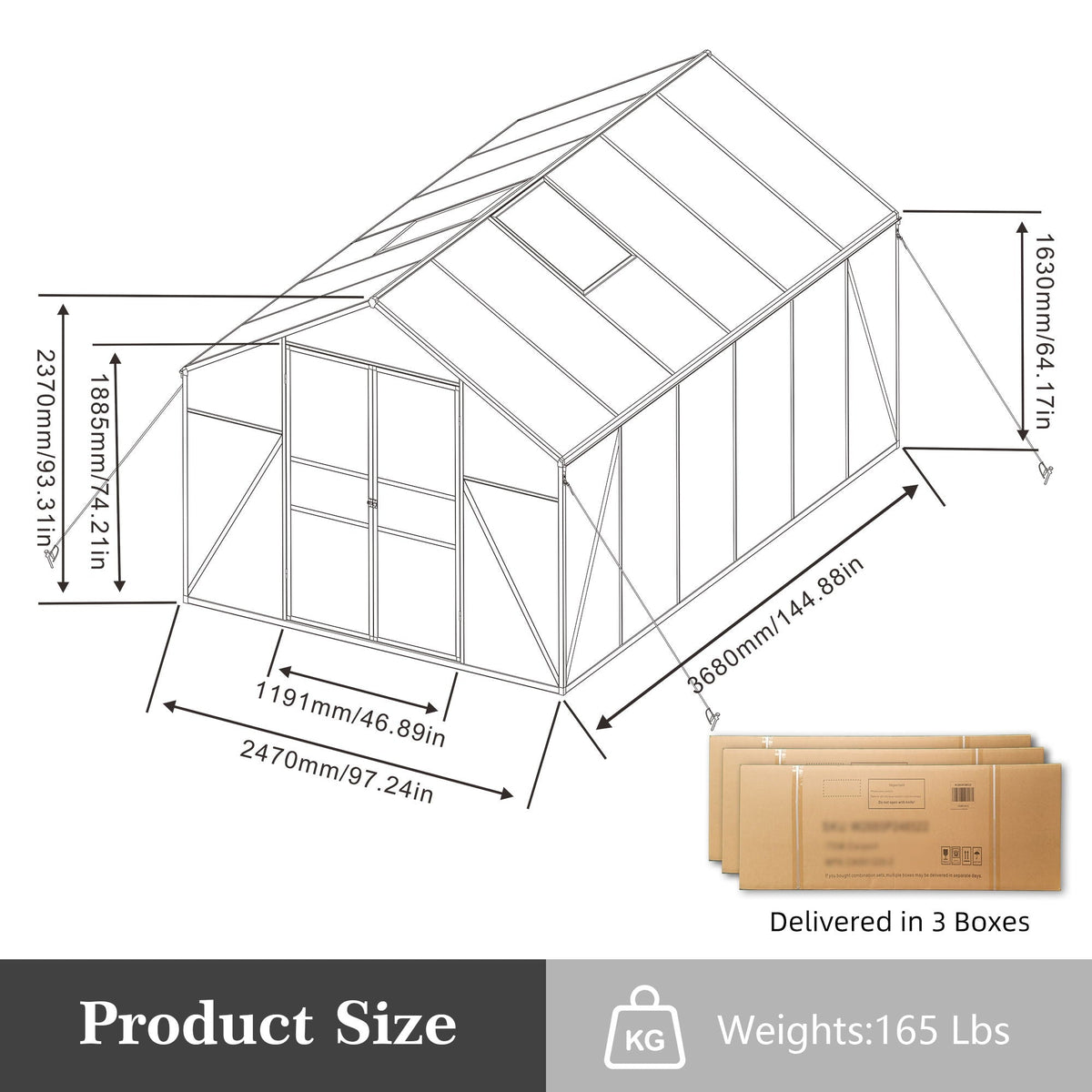 Windproof All Season Garden Shelter Greenhouse with Reinforced Frame - Black