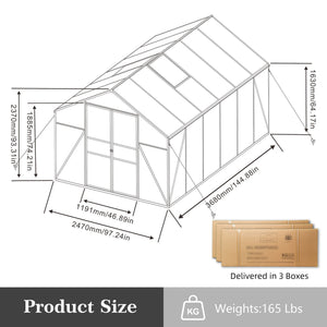 Windproof All Season Garden Shelter Greenhouse with Reinforced Frame - Black