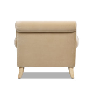 Alana 38' Lawson Accent Arm Chair Metal Casters, Fawn Brown Performance Velvet
