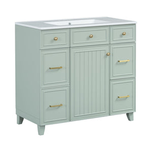 Bathroom Vanity With Ceramic Sink, Soft Close Doors, Adjustable Shelves