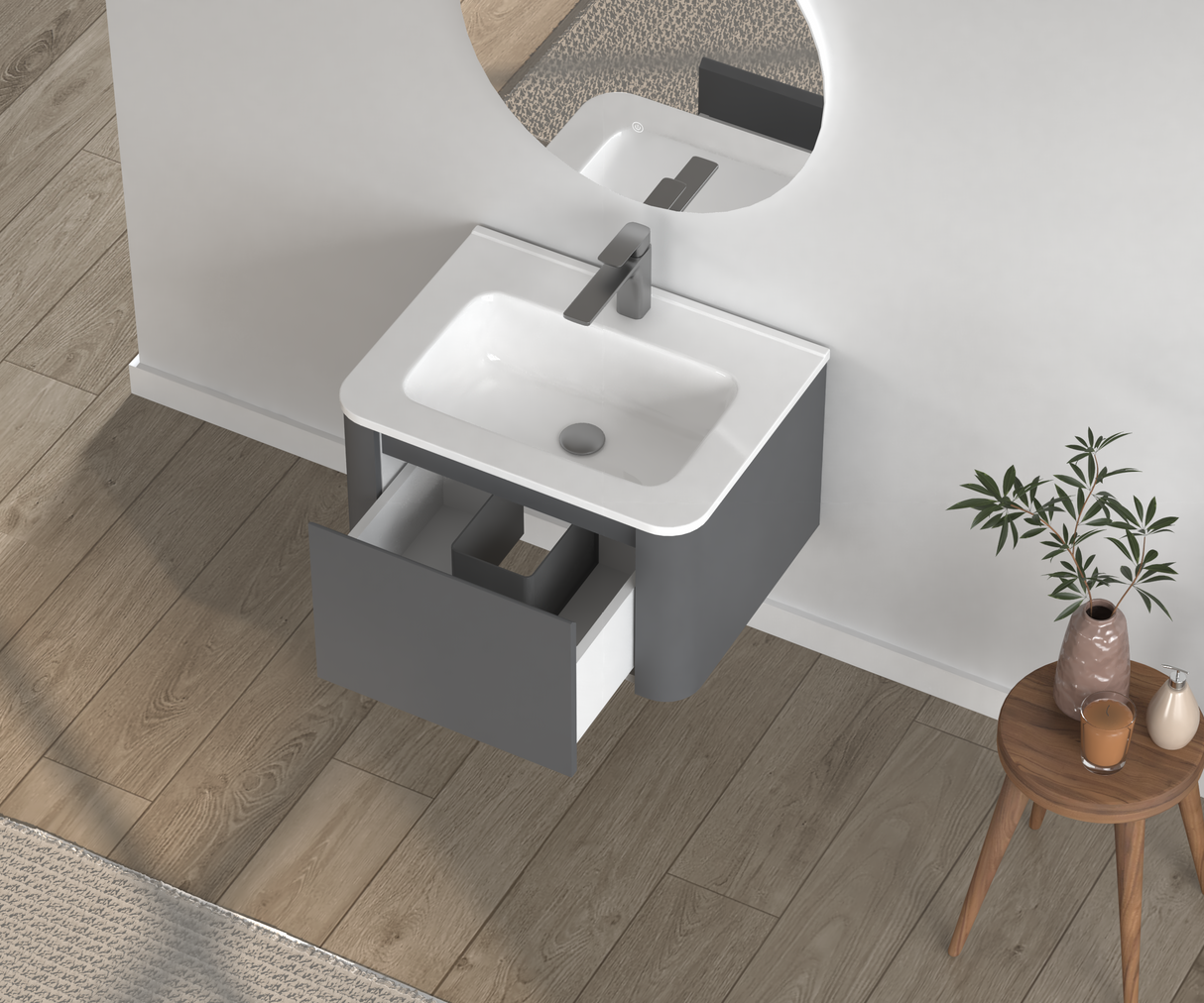 24" Wall-Mounted Bathroom Vanity