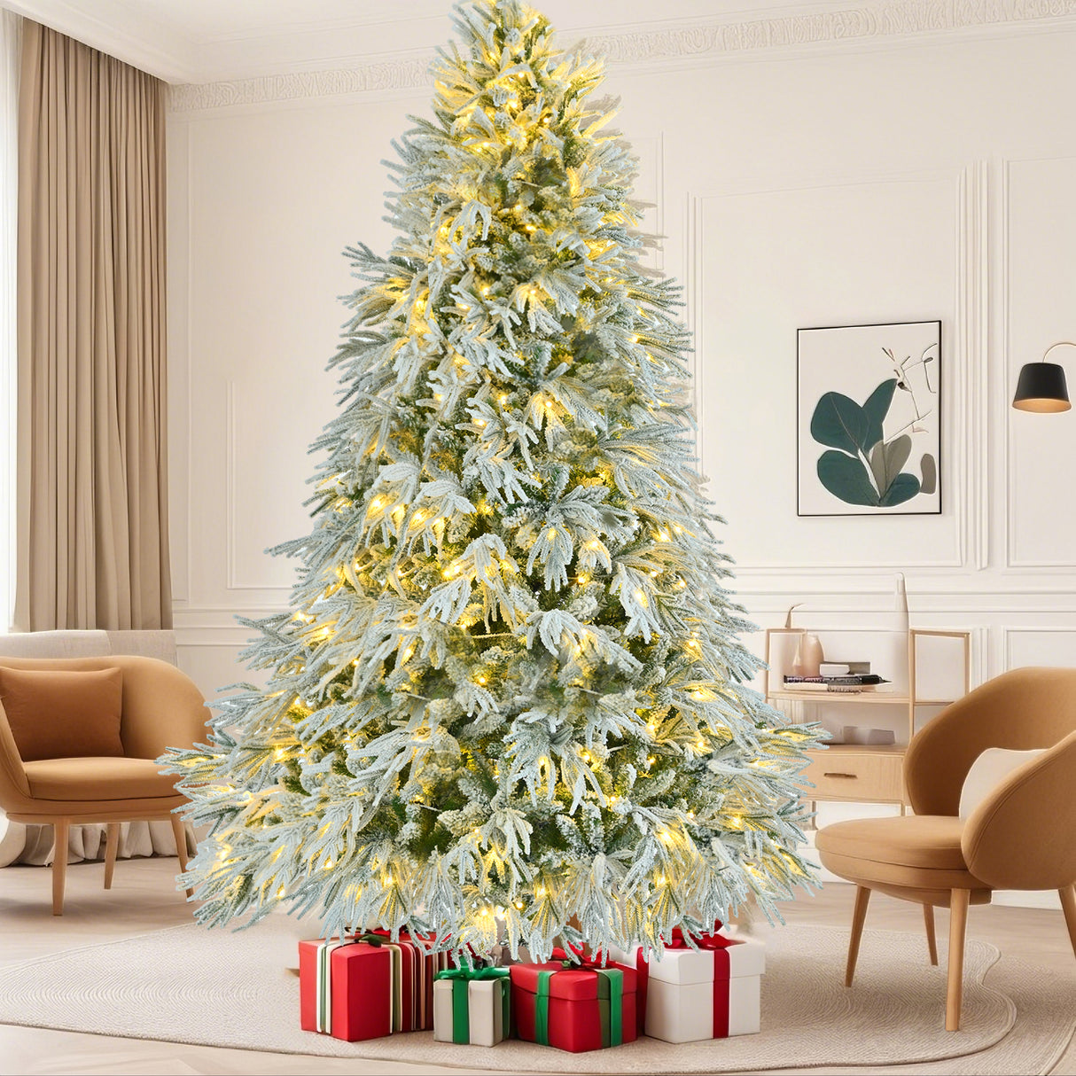 7.5FT Pre-Lit Spruce Snow Flocked Christmas Tree