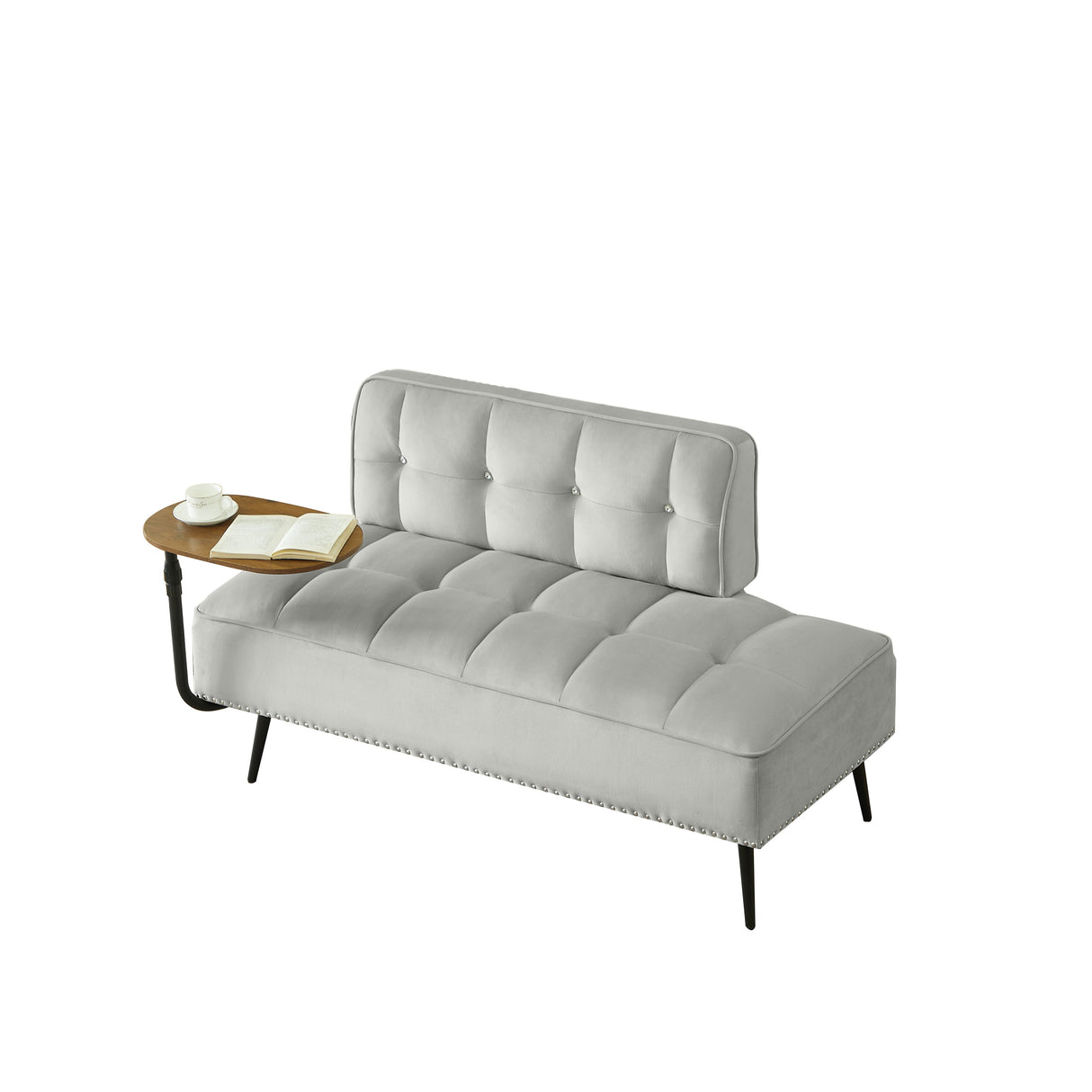 54-Inch Modern Two-Seater Velvet Sofa with Rotating Table