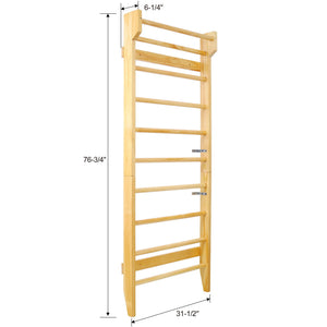 Gymnastics Stall Bar Multi Use Swedish Ladder For Home Gym And Physical Therapy - Natural