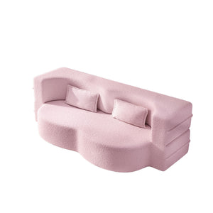 Modern Floor Sleeper Sofa Bed With 2 Pillows, Convertible Twin Size Folding Mattress For Living Room