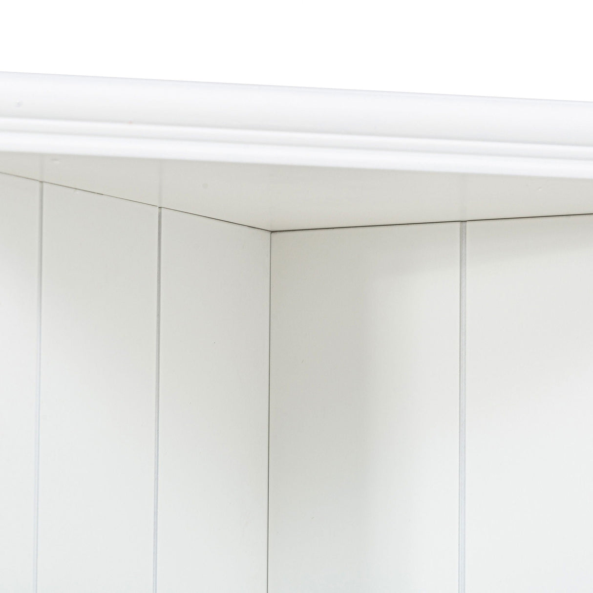 Retro Style Wall Suit With Glass Doors, 75.25" Tall Display Cabinets & Triangle Sided Bookshelves - White