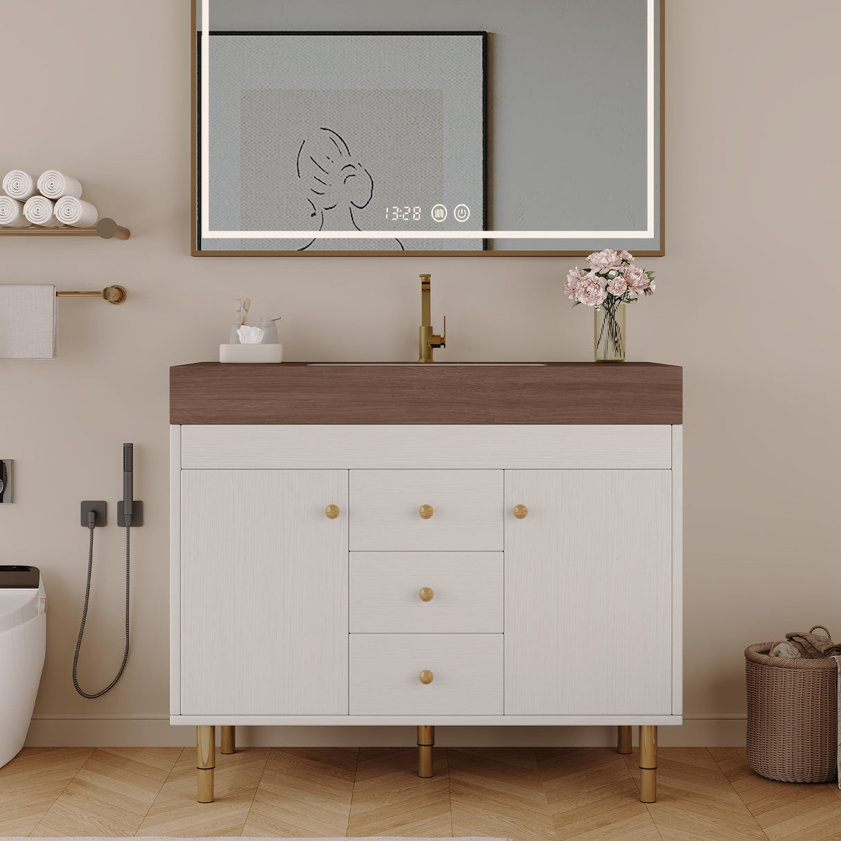 36 In Modern Free-Standing Bathroom Vanity With Ceramic Sink