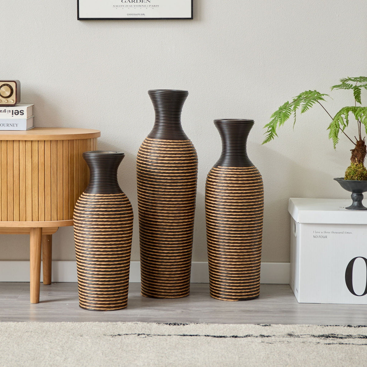Classic And Neat Floor Vase, High Independent Flower Stand (Set of 3)