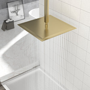 16" Square Rainfall Shower Head Fixed Wall Mount With Full Body Coverage & Self Cleaning Silicone Nozzles
