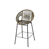 Ferrara Outdoor Patio Green Faux Wicker Barstool Set with Ergonomic Design and Durable PE Material