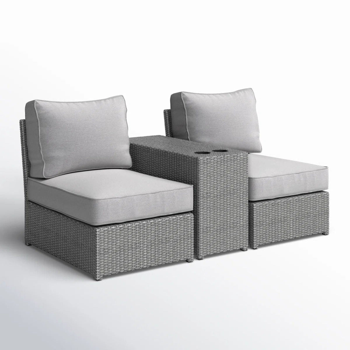 Weather Resistant Wicker Conversation Set with Cushions – Dark Brown or Dark Gray