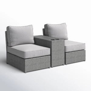 Weather Resistant Wicker Conversation Set with Cushions – Dark Brown or Dark Gray