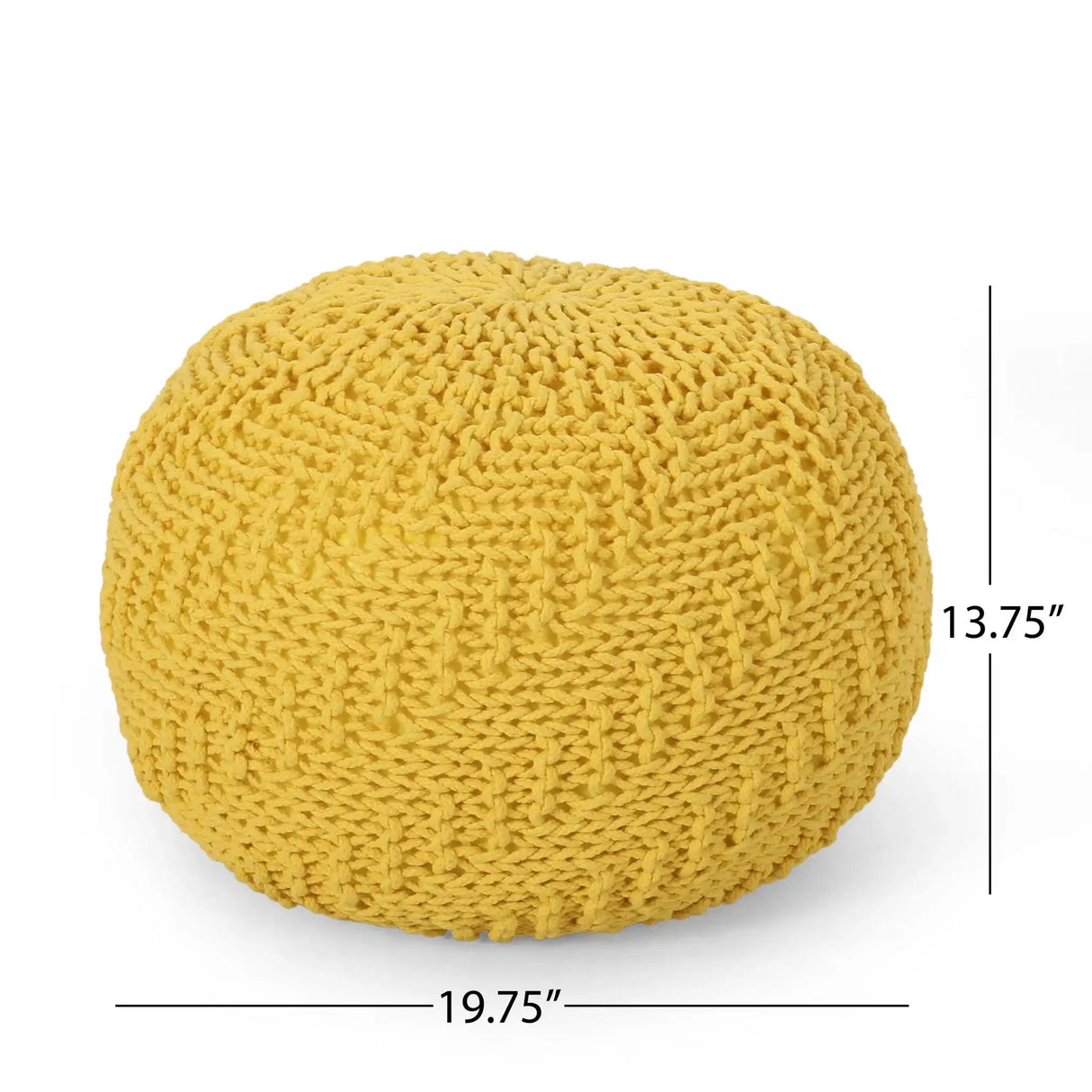 Bordeaux Knitted Cotton Round Pouf Ottoman