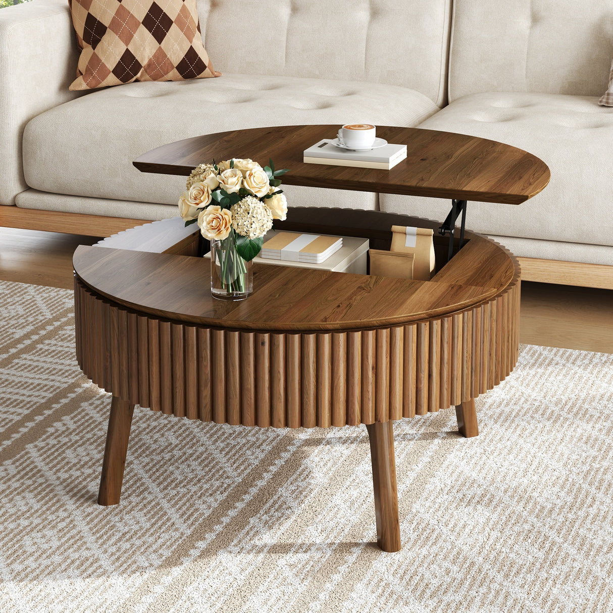 Modern Round Lift-Top Coffee Table