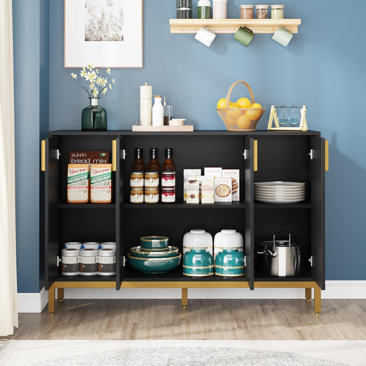 Buffet Sideboard Cabinet With Geometric Doors