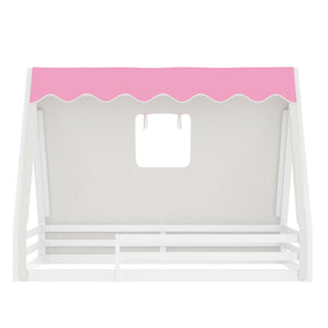Full Size House Floor Bed with Tent and Light