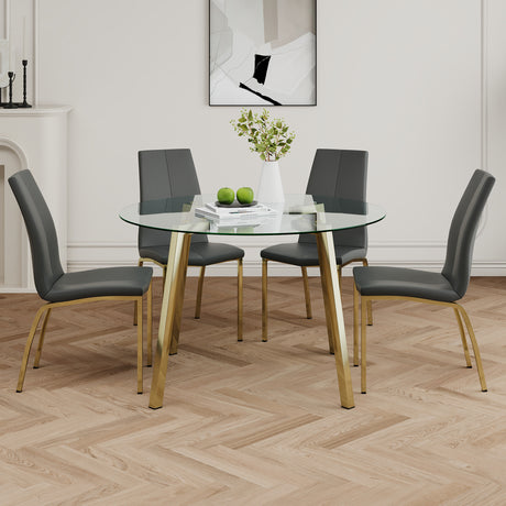 Modern-style-glass-Circle-table,-(set-of-5)-Dining-Room-Sets