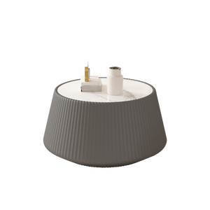 Light Sintered Stone Top Cup Shape Leather Coffee Table