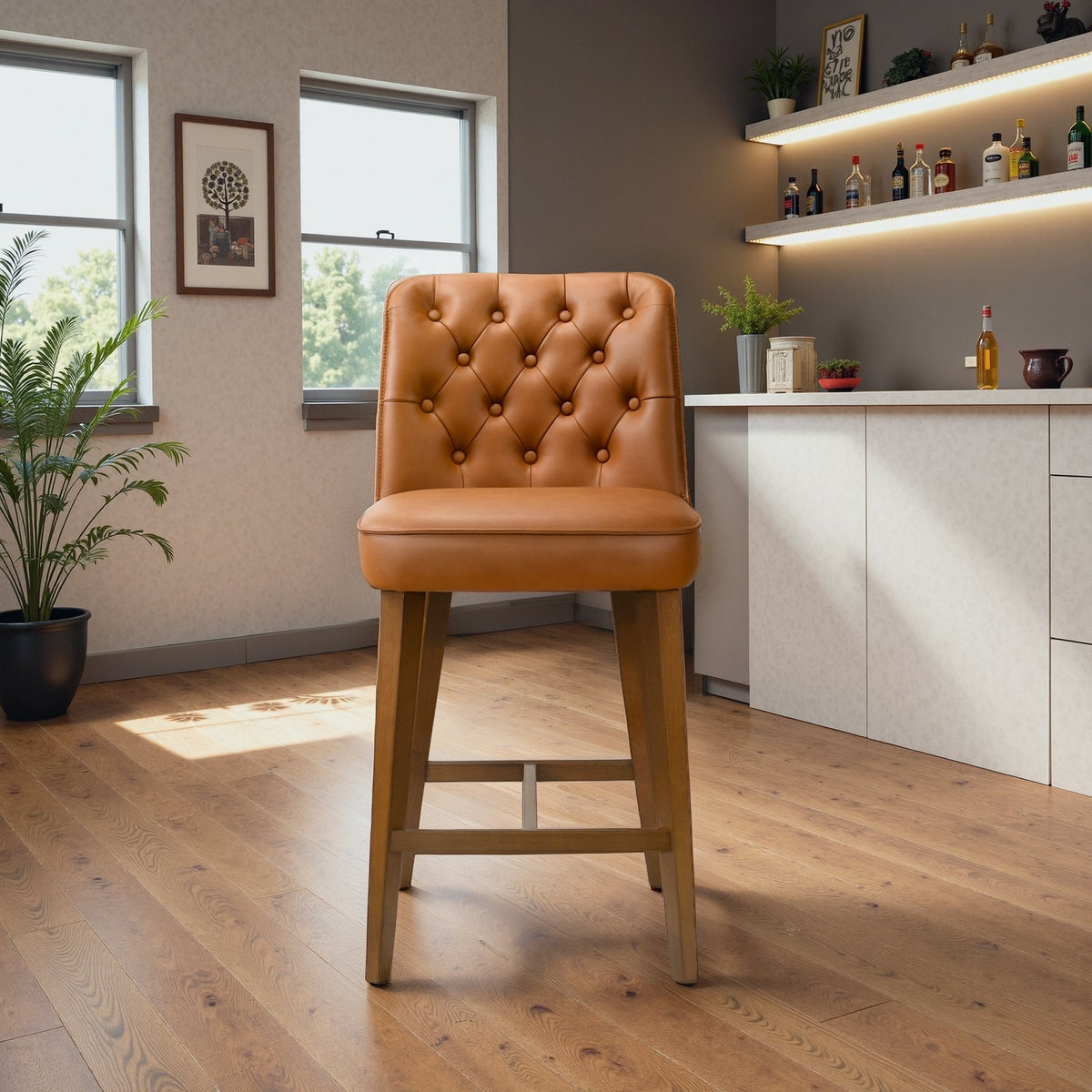 Peoria Elegant Mid-Century Modern Counter Stool for Kitchen Island