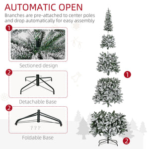HOMCOM 9ft Unlit Snow-Flocked Slim Pine Artificial Christmas Tree
