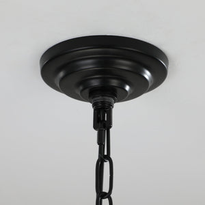 18' Modern 8-Light Black & Chrome Geometric Pendant Chandelier, Industrial Metal Frame, Adjustable Hanging Light for Living Room, Dining Room, Kitchen (No Bulbs)