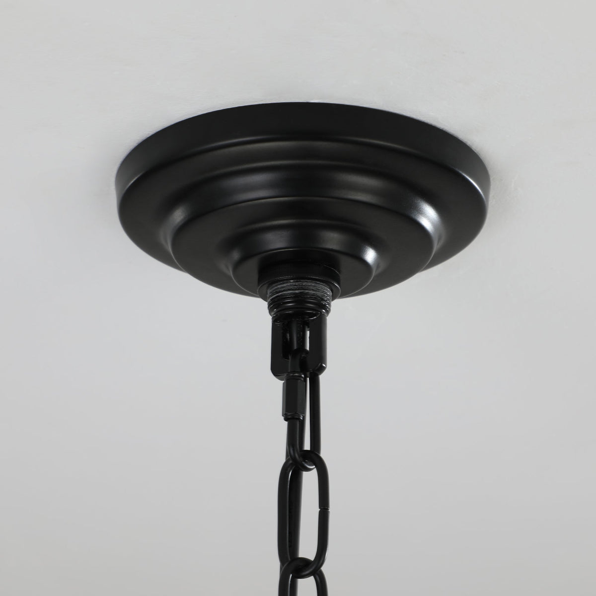 18' Modern 8-Light Black & Chrome Geometric Pendant Chandelier, Industrial Metal Frame, Adjustable Hanging Light for Living Room, Dining Room, Kitchen (No Bulbs)