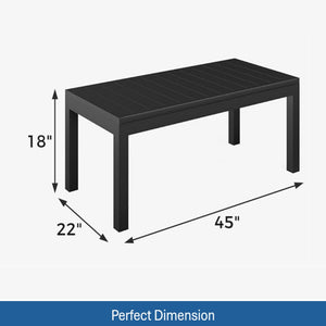 All Weather Slatted Outdoor Coffee Table For Garden - Black