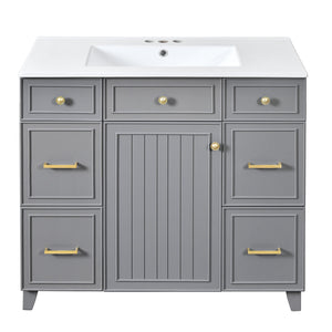 Bathroom Vanity With Ceramic Sink, Soft Close Doors, Adjustable Shelves
