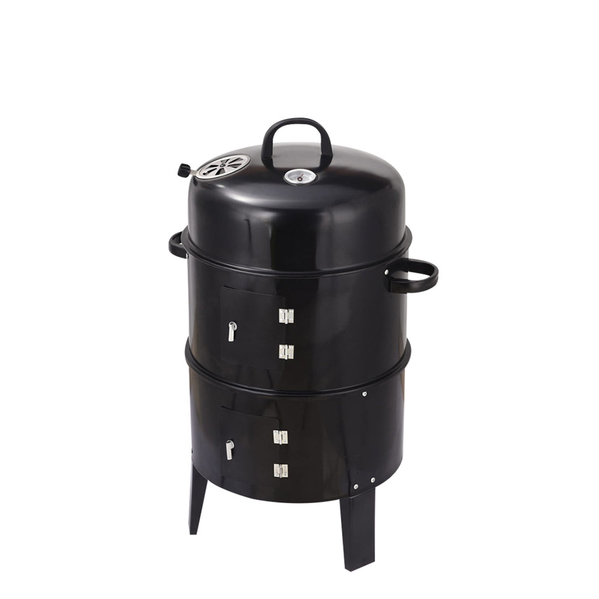 Outdoor Double-Layer Steel Grill Charcoal Wood Fired Stove - Black