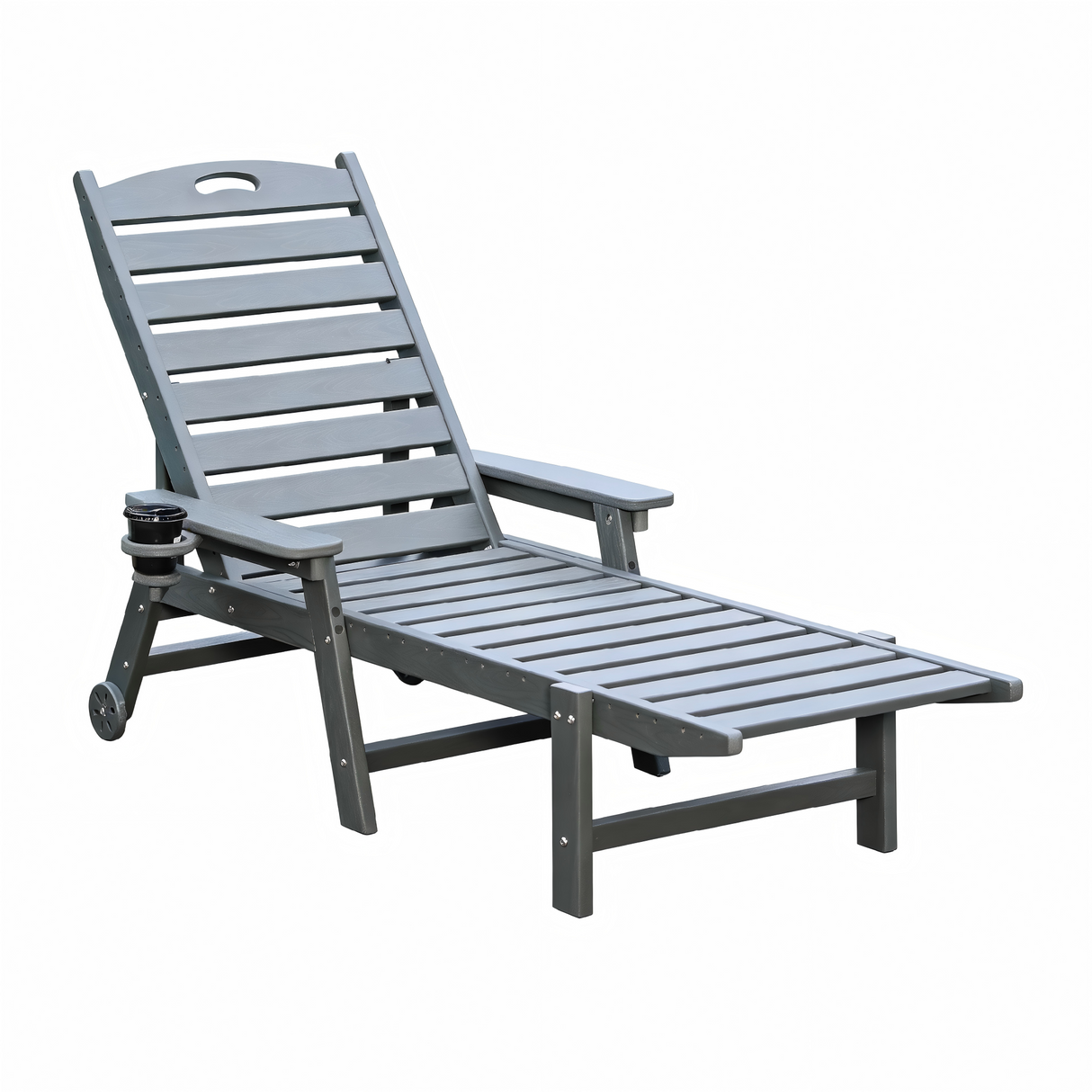 HDPE Chaise Lounge Chair Outdoor, Pool Lounge Chairs with 4-Position Adjustable Backrest, Supports Up to 360 LBS for Patio Poolside Deck Beach Backyard (grey)