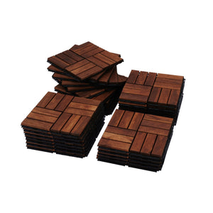 Acacia Wood Interlocking Deck Tiles Checker Pattern For Outdoor Flooring