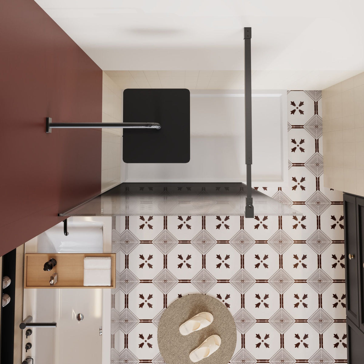 Gradient Shower Door With Handle - Matt Black
