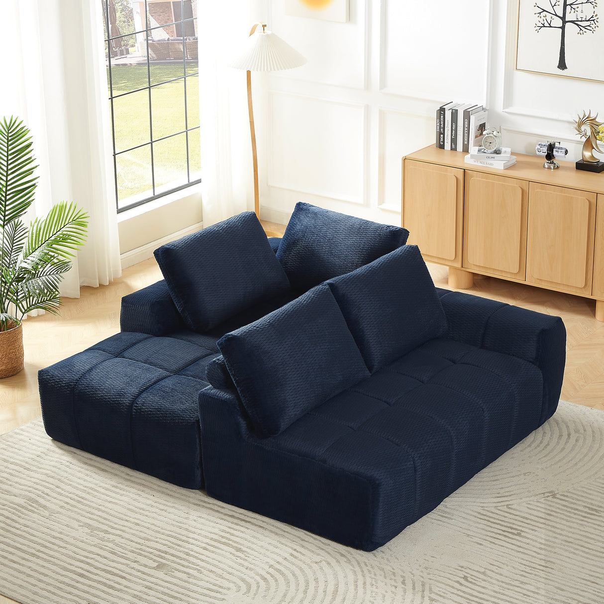Faux Fur L-Shape Luxury Sectional Oversized Sofa
