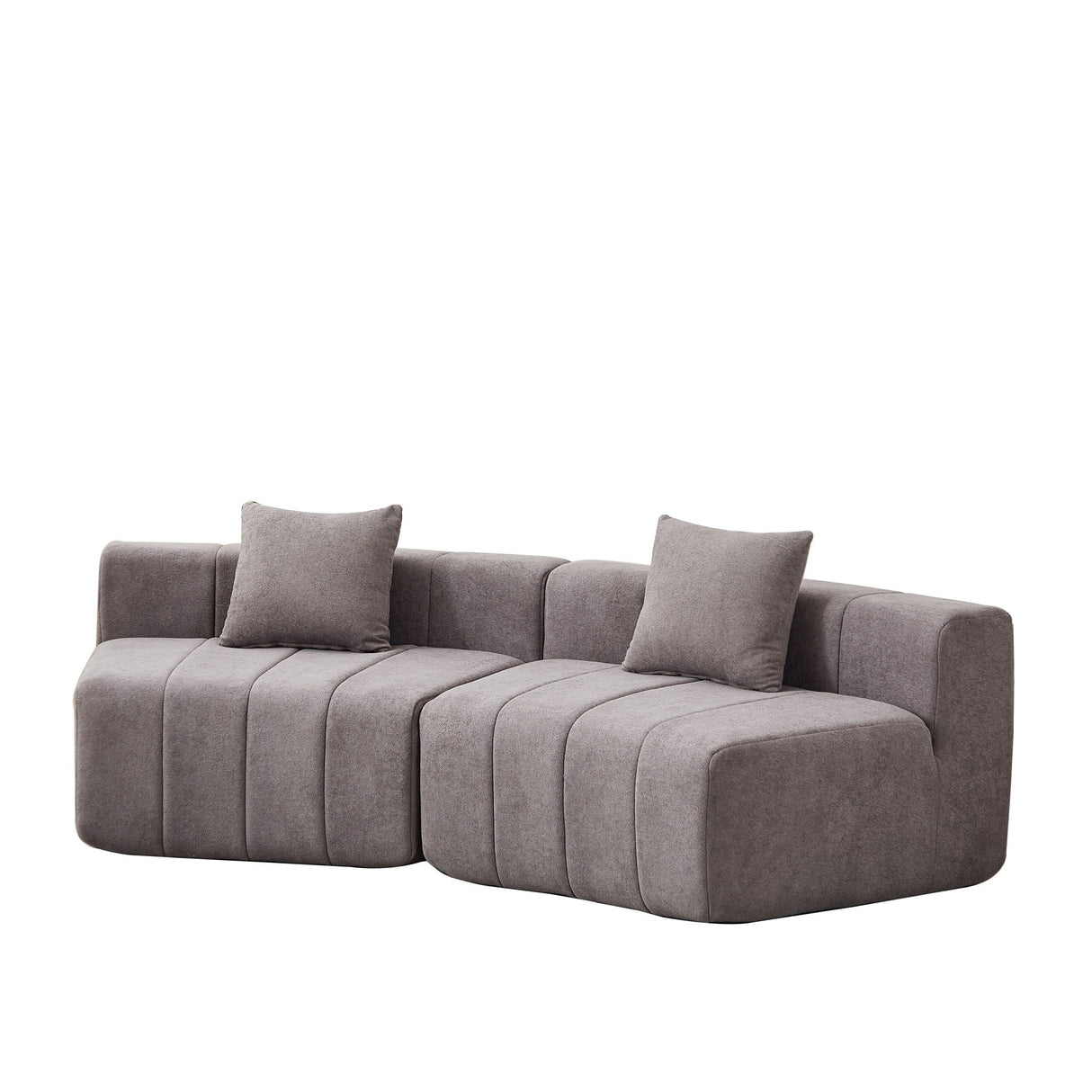 Curved Sectional Sofa With 2 Pillows For Living Room - Gray