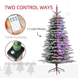 6.5 Ft Pre-Lit Snow Flocked Mountain Pine Artificial Christmas Tree