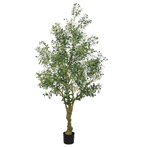 Artificial Olive Tree Large With Trunk, Indoor / Outdoor Decorative Plant For Living Room - Green
