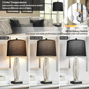 Table Lamps Set of 2 with USB Charging Ports