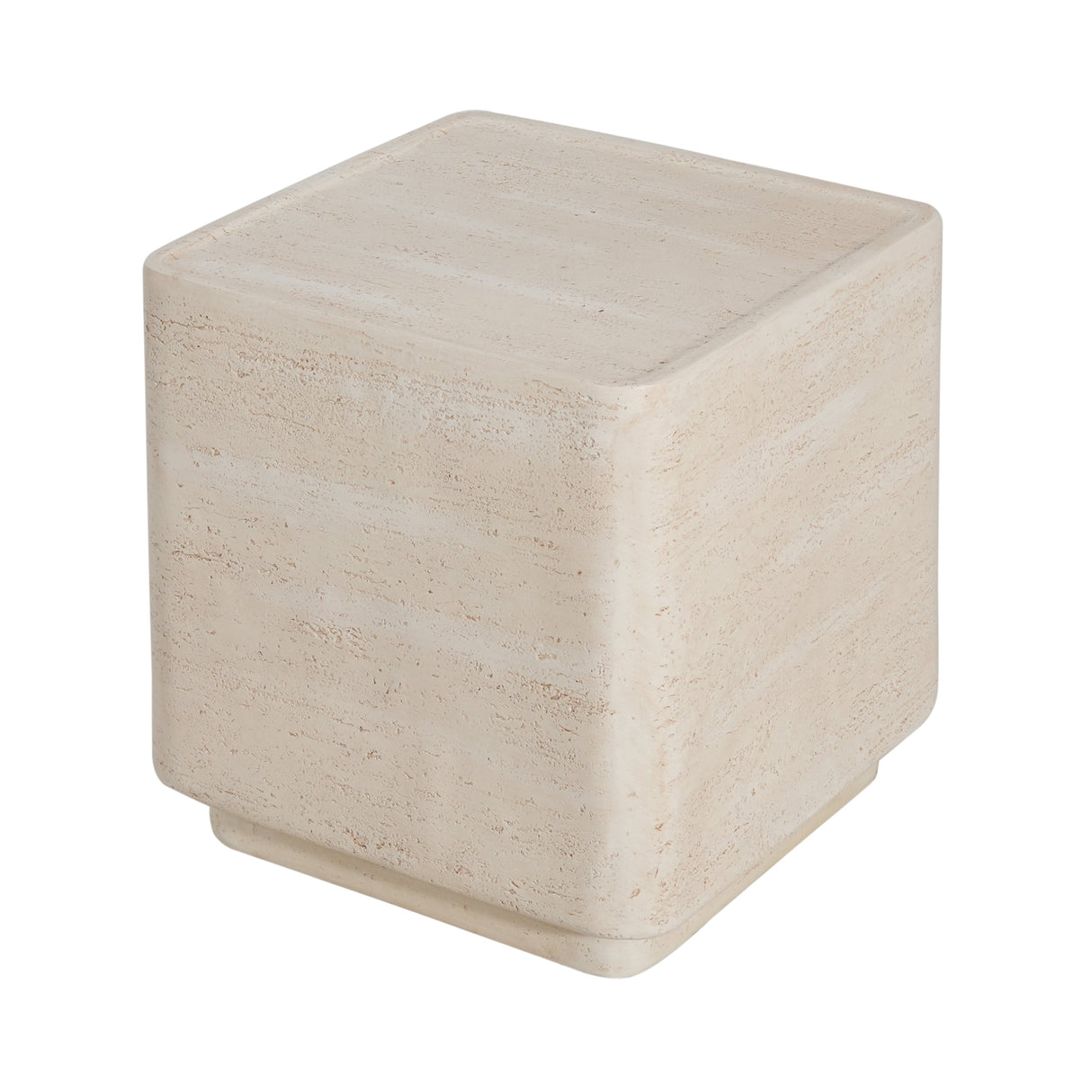 Daphne Outdoor Patio MGO Side Table Beige Travertine Finish