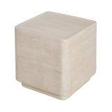 Daphne Outdoor Patio MGO Side Table Beige Travertine Finish