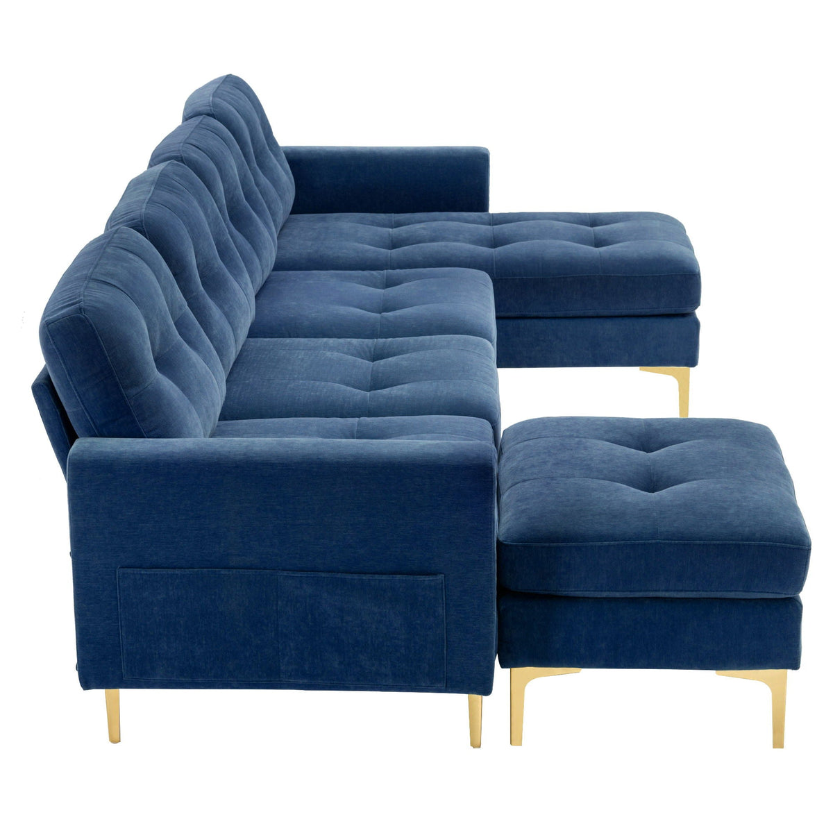 Modern L - Shape Convertible Sectional Sofa With Movable Ottoman
