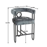 Household bar stools set of 2, modern upholstered with back