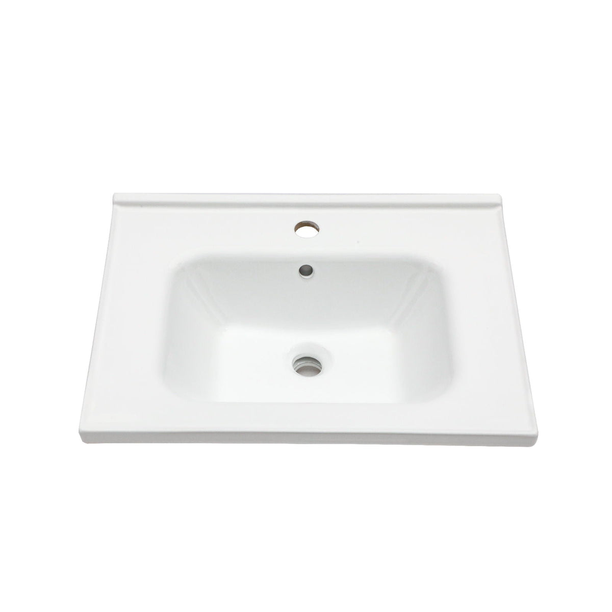 Rectangular Single Vanity Top With 1 Faucet Hole And Overflow Ceramic