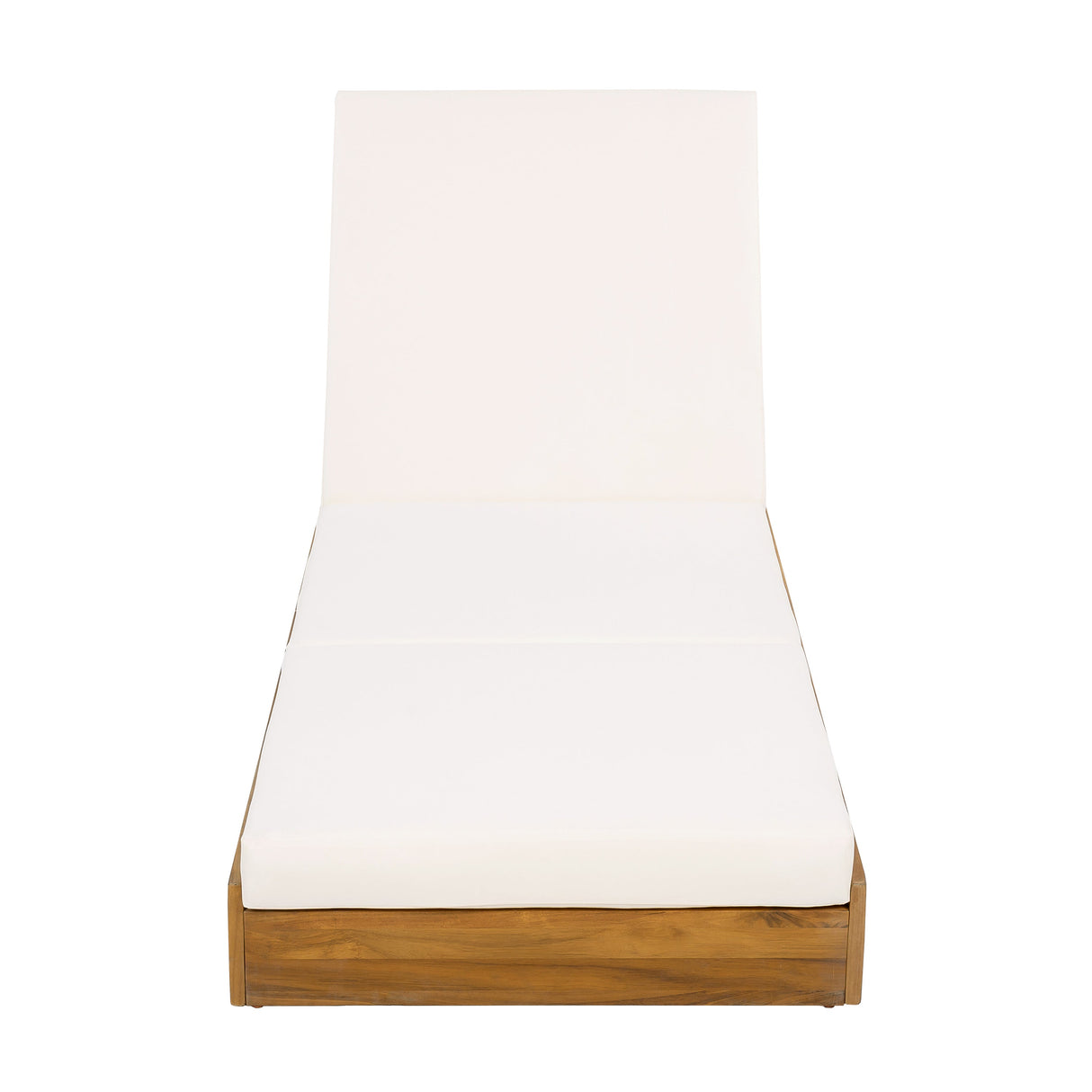 Lounge Chaise Set, Acacia Solid Wood with Lounge Cushion (Cream & Triple Fold) - Matching Dark