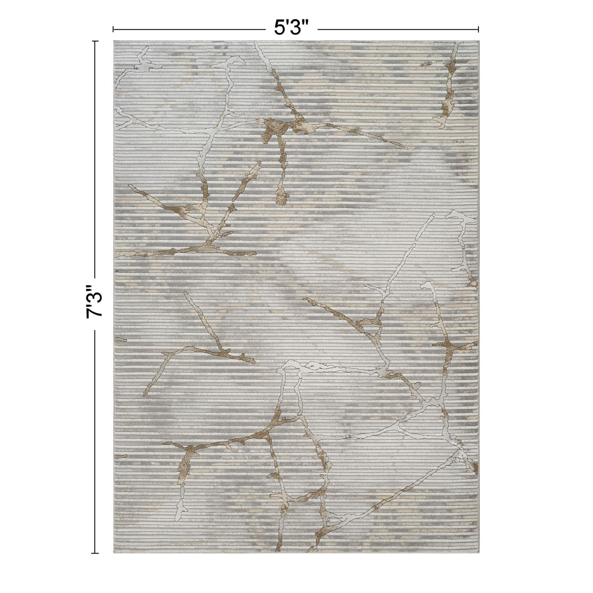 Geometric Area Rug with 3D Effect - Ivory / Gray