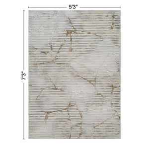 Geometric Area Rug with 3D Effect - Ivory / Gray