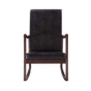 Raina Dark Brown Synthetic Leather & Espresso Finish Rocking Chair